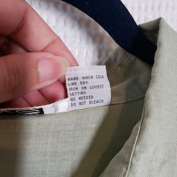Vintage Ravel Button Up Shirt Women 2X Sage Green Short Sleeve Ramie Coastal - Picture 7 of 16